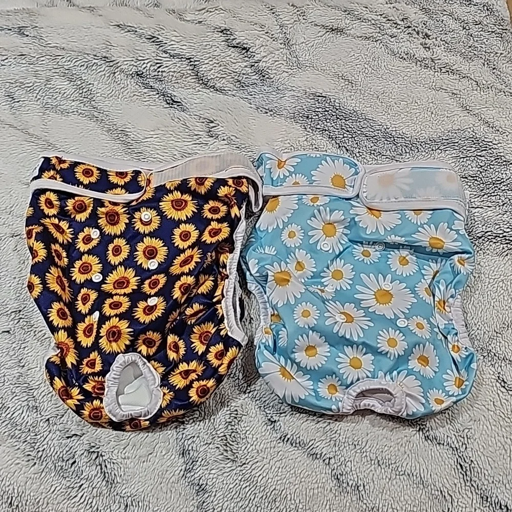 Set of 2 Pet Soft size XL Female Washable Diapers- Flower Print